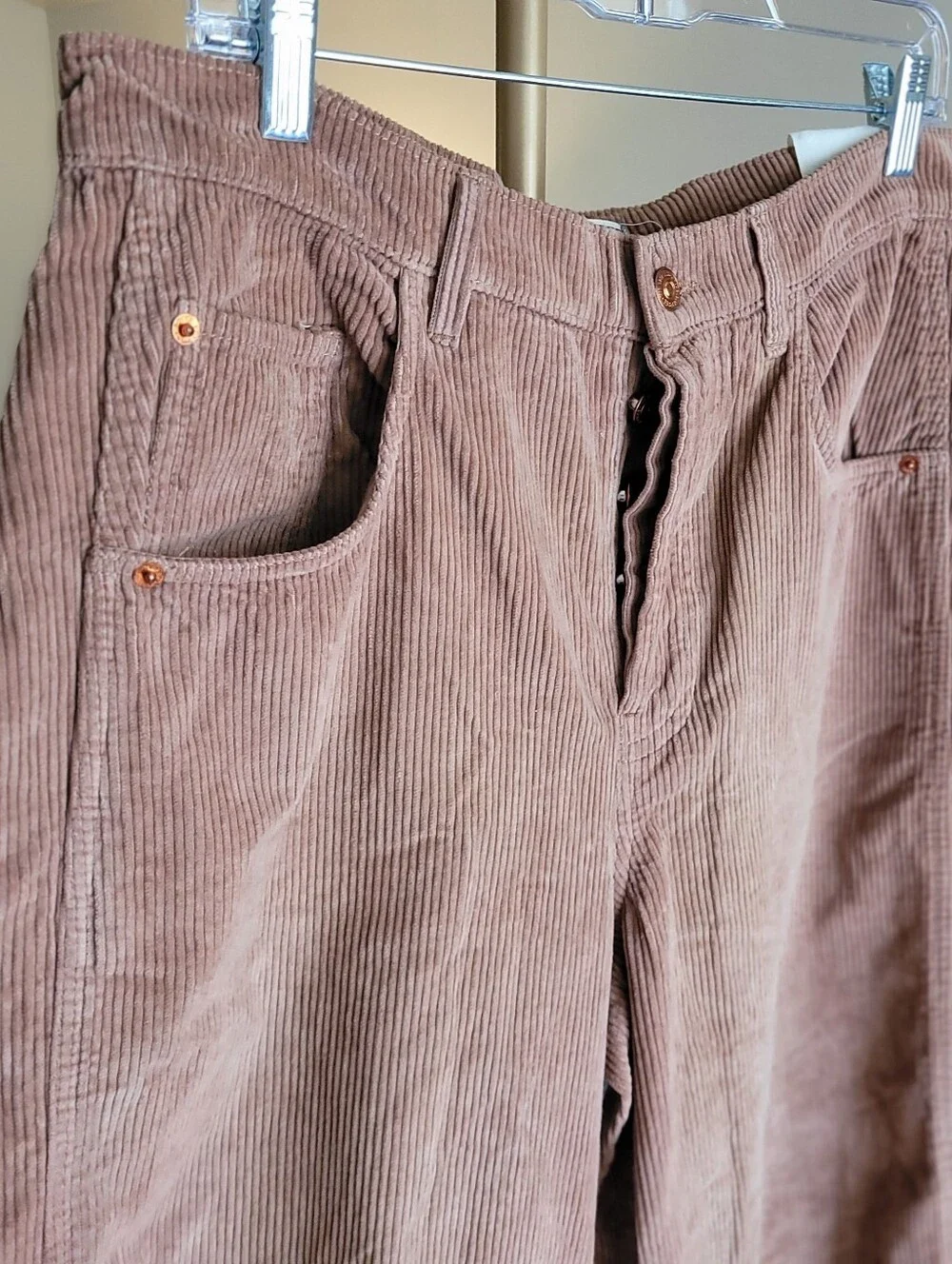 Free People We The Free Good Luck Mid-Rise Cord Barrel Pants Moca Brown Size 31 - Picture 12 of 16